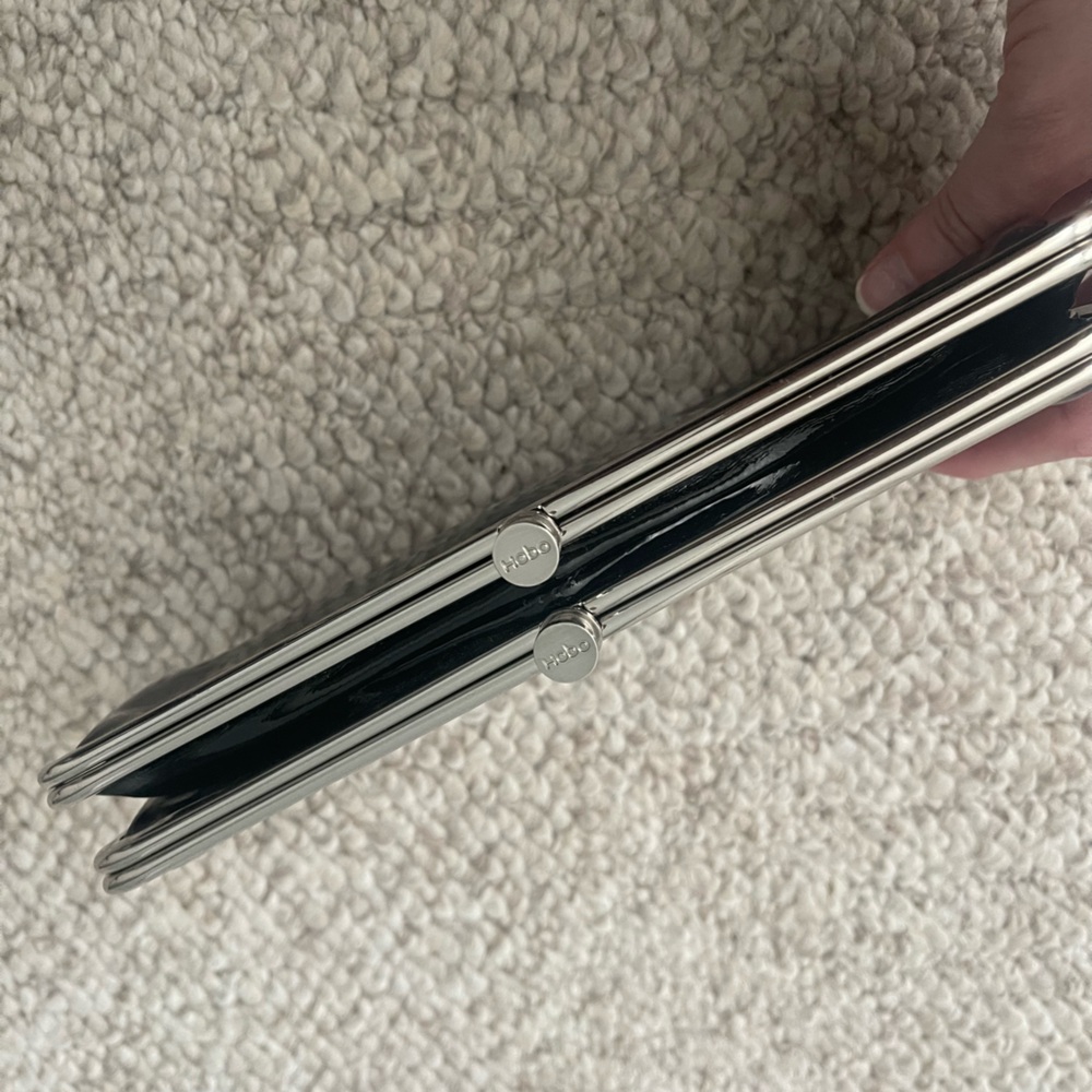 HOBO Metallic Silver and Black Clutch